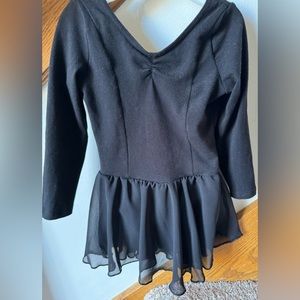 EUC/VGUC Capezio Black Long Sleeve Skirted Leotard, Size T